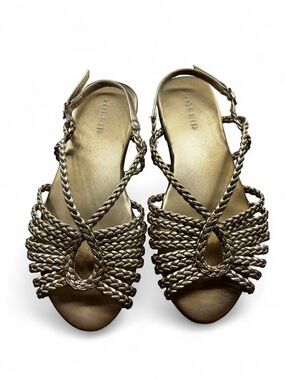 Torrid Metallic Braided Slingback Sandals - Gold Bronze